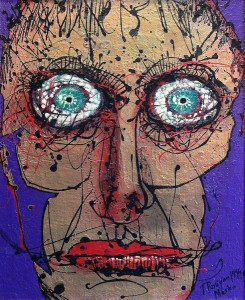 T. Perlicjan, „Maska”, 1994, 60x40 cm, technika mix, płótno.