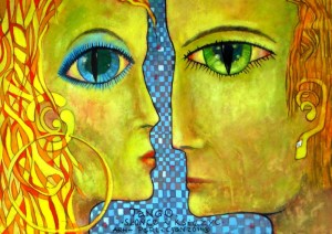 Tomasz Perlicjan, „Tango; Słońce i Księżyc”, 2014, 120x80 cm, olej, płótno.